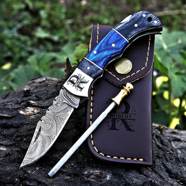Handgefertigt Damast Taschenmesser mit Holzgriff Benutzerdefinierte Groomsmen Geschenk Jubiläumsgeschenk Vatertagsgeschenk für Mann Personalisiertes Geschenk für Männer