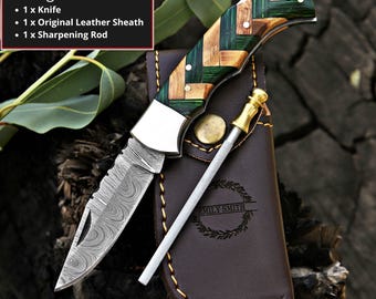 Handgefertigte Damast Taschenmesser Benutzerdefinierte Groomsmen Geschenk Jubiläum Geschenk für ihn Papa Ehemann personalisiertes Geschenk für Männer Vatertagsgeschenk