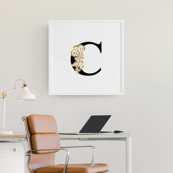 ornate letter c monogram printable initial instant etsy