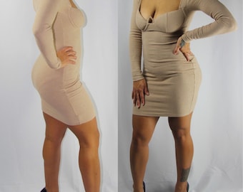 Bodycon long sleeve sweater dress