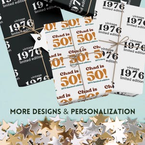 Funny 50th Birthday Wrapping Paper Rolls, Gift Wrap for 50th Birthday Gift, 1976 Birthday Wrapping Paper, 50 Birthday Wrapping Paper