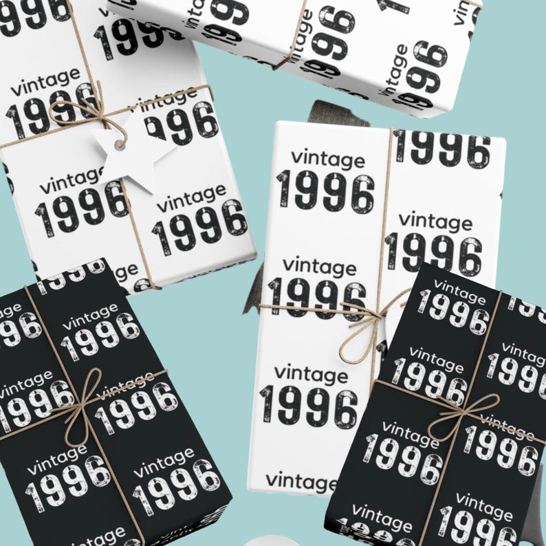 Funny 30th Birthday Wrapping Paper Roll, 30 Wrapping Paper, 1996 Year Gift Wrap, 30th Birthday Gift for Him or Her, 30th Gift Wrapping Paper image 1