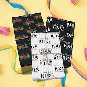 Funny 40th Birthday Wrapping Paper, Funny Wrapping Paper for 1984 Year 40 Birthday, 40 Bday Gift Wrap Paper in Multiple Designs