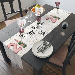 21st Birthday Decorations Custom Table Runner Champagne Theme, Personalized Table Banner for 21st Birthday Decor, Birthday Table Runner image 6