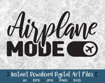 Modo avión SVG, EPS, PNG, Archivo digital de viaje, Archivo de avión, PNG de vacaciones, Archivo de corte