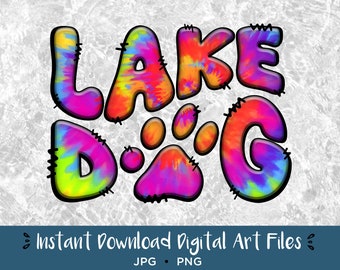 Lake Dog PNG & JPG, Cut File, Sublimation, Lake Life, Tie Die Dog Bandana, Dog Shirt, Summer