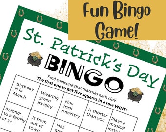 Lucky Leprechaun Bingo: Find the Guest Edition | St. Patrick's Day Bingo Game | Fun St. Paddy's Game | Printable Party Game | Kids & Adults