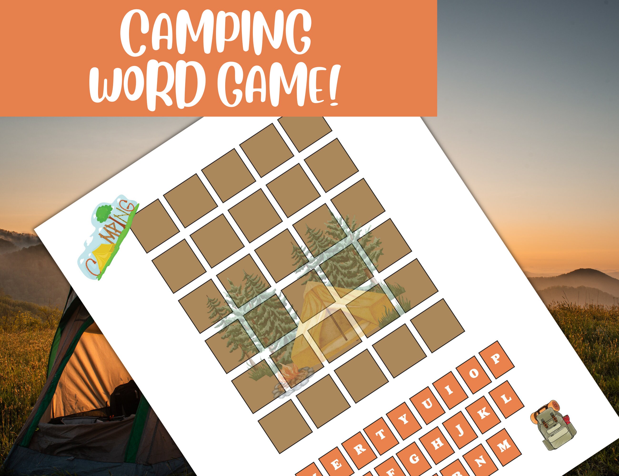 Campfire Word Search | Camping Games | Word Trivia Game | Campground Party Games | Fun RV Road Trip | Girl Boy Scout | Camping Activities