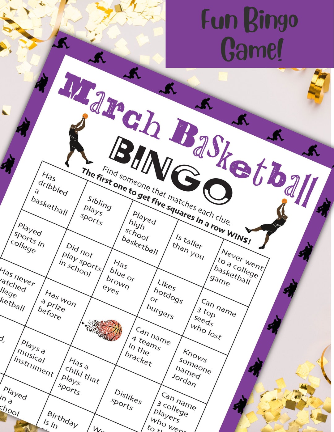 Hoop Dreams March Basketball Edition Find the Guest Bingo Game March