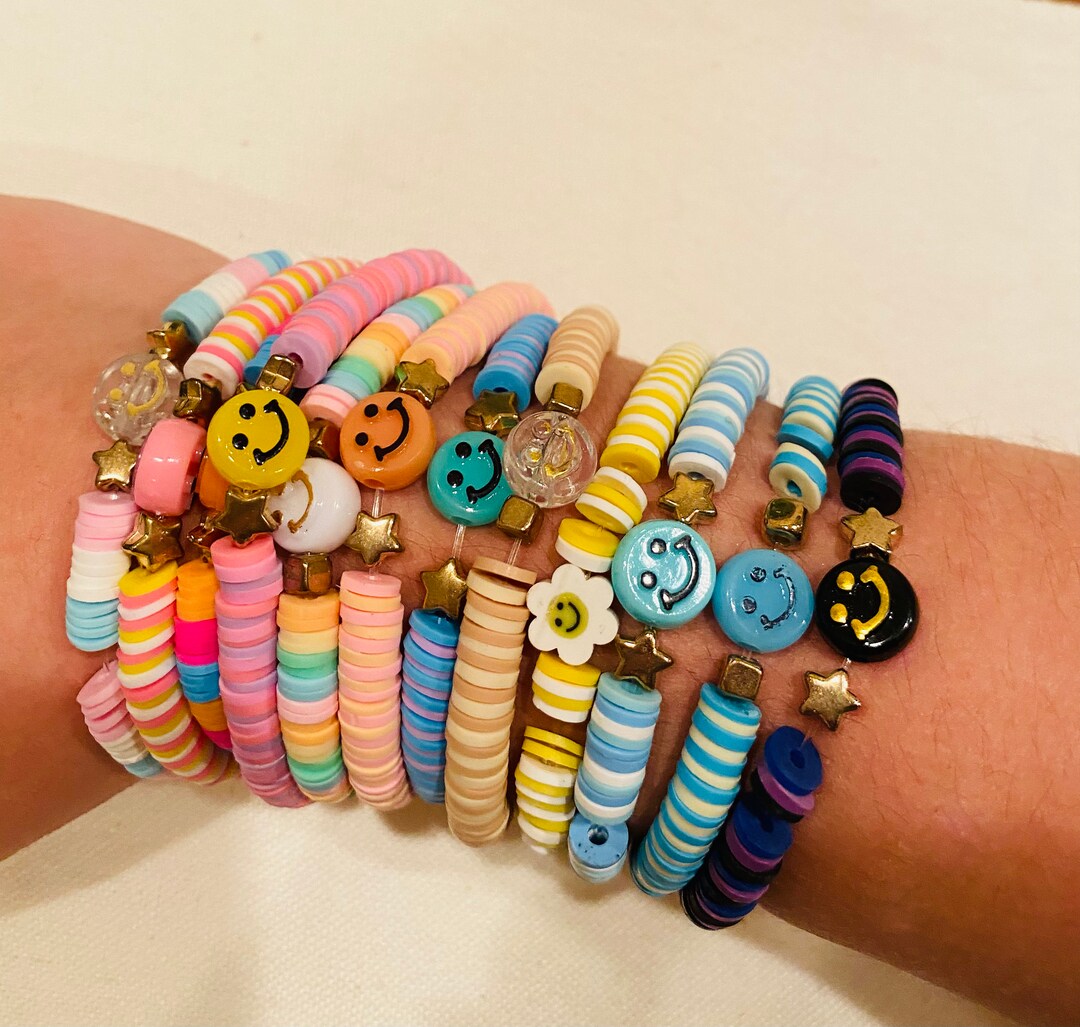 Clay Bead Smiley Face Bracelets Etsy