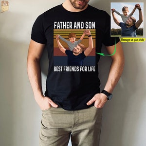 Personalized Portrait From Photo Dad Shirt, Gift For Dad From Daughter, Son, Custom Family Dad Kid Photo Shirt, Custom Father And Son Shirt