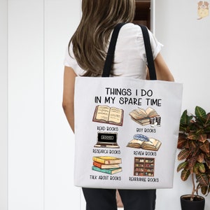 Coisas que faço no meu tempo livre Ler livros Comprar livros Bolsa Tote Presente para amante de livros Bolsa Tote para bibliotecário Bolsa Tote para professor Bolsa Tote para leitura Bolsa Tote Booktrovert