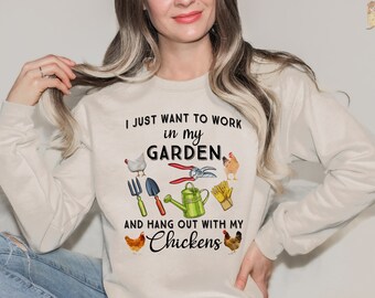 Gardening Lover Vintage Shirt, Chicken Lover Shirt, I Just Want To Work In My Garden Shirt, Funny Chicken Lover Gift, Gardening Lover Gift