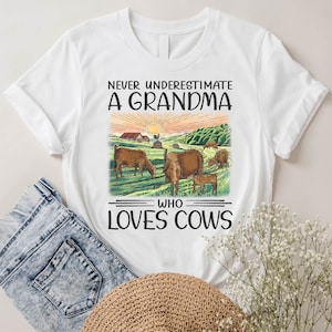 Vintage Cows Lover Shirt Funny Cows Love Shirt Never Underestimate A Grandma Who Love Cows Shirt Cows Lover Gift Cows Lover T-Shirt