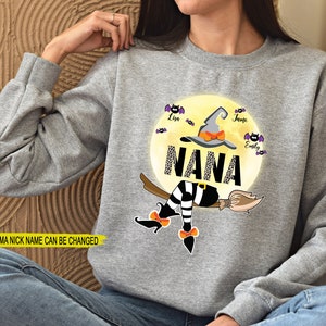 Maglietta personalizzata per la nonna di Halloween, felpa personalizzata per nonna con bambini, maglietta personalizzata per la strega della nonna di Halloween, felpa per bambini di Halloween