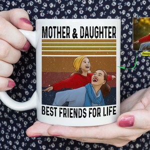 Personalized Portrait From Photo Mom Mug, Gift For Mom From Daughter Son, Custom Family Mom Kid Photo Mug, Custom Mother And Daughter Mug