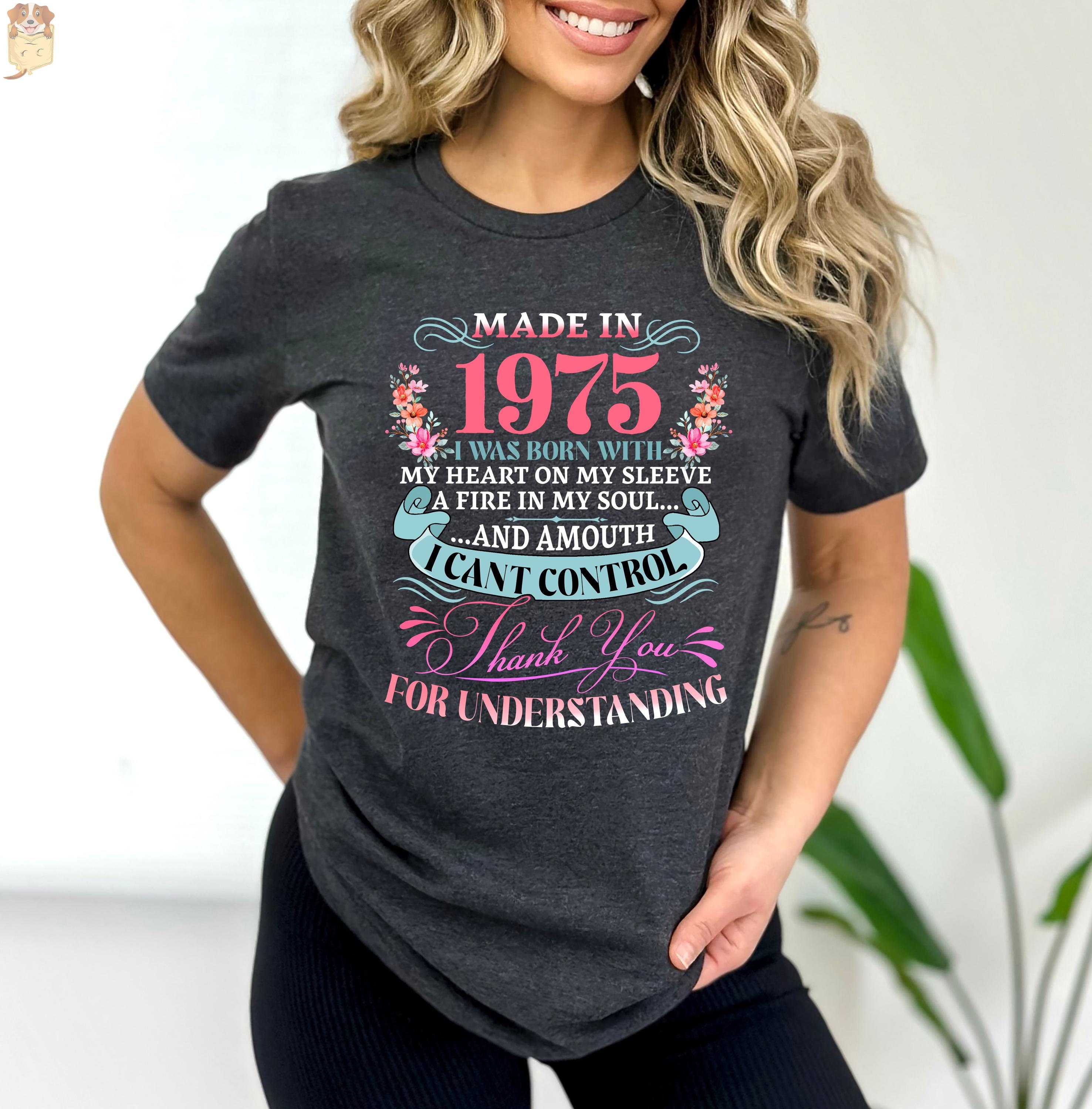 Vintage 1975 Birthday Day Shirt for Woman Birthday Were Born in