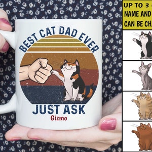 Personalized Cat Dad Mug Custom Cat&#39;s Image Name Mug Vintage Gift For Cat Lovers Funny Cat Lover Mug Gift For Cat Love