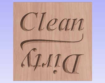 Clean Dirty Dishwasher Sign | Digital File | SVG DXF | Laser Cutting | CnC Ready
