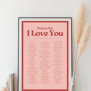 Ways to Say I Love You | Digital Art Print, Wall Art, Digital Download, Wall Decor, Downloadable Print