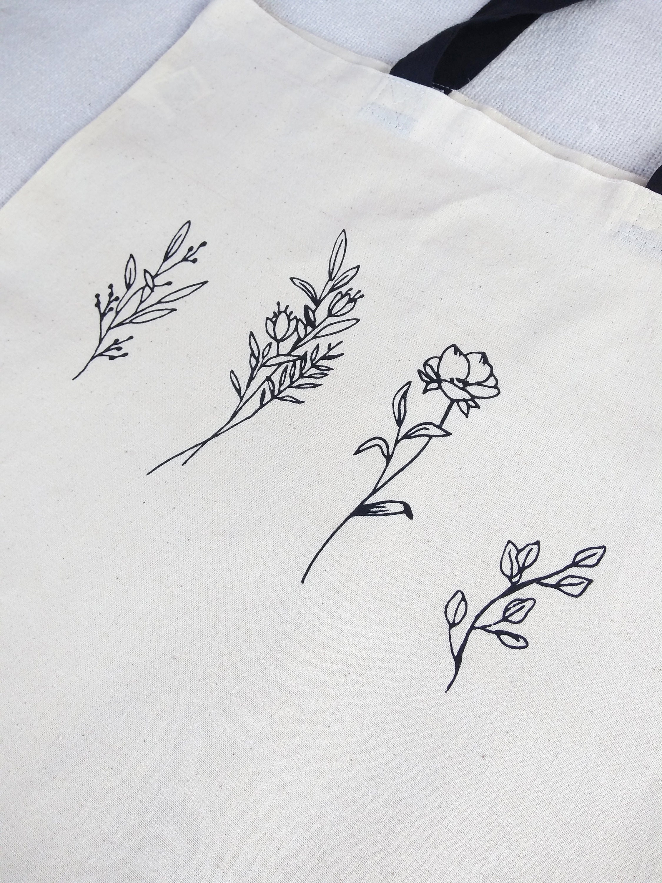 Floral Canvas Tote Bag | Women's Wildflower Tote | Reusable