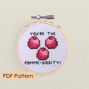 Wzór krzyżykowy Granat PDF do natychmiastowego pobrania - karta z gratulacjami - udało ci się - prezent na ukończenie szkoły - owoc granatu pixel art - punny
