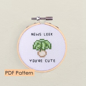 Modèle de point de croix de poireau Téléchargement PDF - point de croix drôle - modèle de jeux de mots - modèle numérique pdf - cadeaux pour elle - carte gourmande - poireau