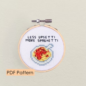 Spaghetti cross stitch pattern PDF Instant Download - easy cross stitch - pun funny gift - italian food - noodles - pasta spaghetti pun