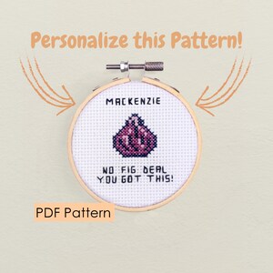 Padrão de ponto cruz de figo PDF Download - ponto trocadilho de figo personalizado - padrão de trabalho de boa sorte - cartão de parabéns - comida minúscula fig fruta