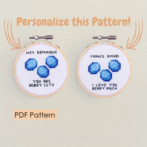 Blueberry kruissteekpatroonbundel - Gepersonaliseerde naam - PDF Instant Download - je bent berry schattig - ik hou veel van je berry - grappige woordspelingen