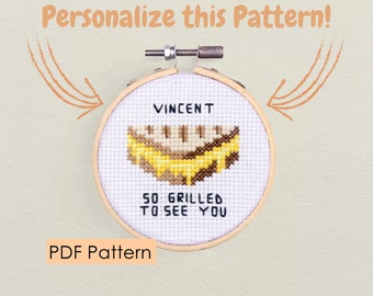 Grilled Cheese Cross stitch pattern PDF - Customized Pattern - PDF Download - cheese lover pun - easy cross stitch - food pun - cheesy