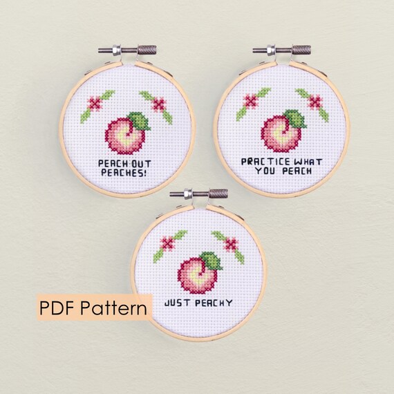 Peach Cross Stitch Pattern Bundle PDF Instant Download Etsy