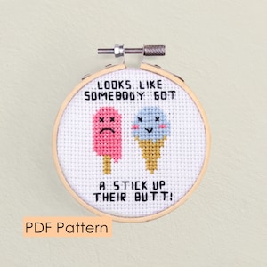 Popsicle Pun Cross Stitch Pattern – Funny Beginner Embroidery (PDF Download)
