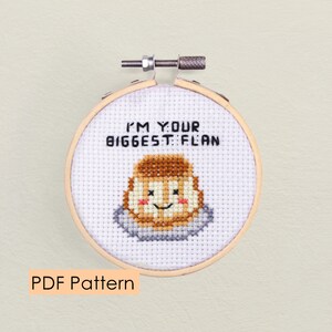 Pattern Flan Flan Cross Stitch Pattern – Cute Kawaii Dessert, Easy Beginner (PDF ...