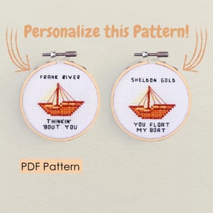 Pacote de padrão de ponto cruz de barco - Nome personalizado - Download instantâneo de PDF - saudação com saudades - trocadilho padrão engraçado - presente de casal - amor