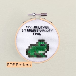 Stardew Valley Frog Cross stitch pattern PDF Download - pixel frog - easy cross stitch - cute animal