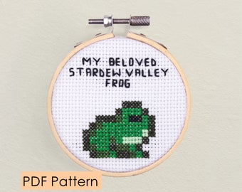 Stardew Valley Frog Cross stitch pattern PDF Download - pixel frog - easy cross stitch - cute animal