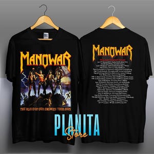 T-shirt Manowar Tour 2025 - Chemise de groupe de heavy metal - T-shirt de concert unisexe, sweat-shirt et sweat à capuche - Manowar Tour 2025 avec date de tournée MT01