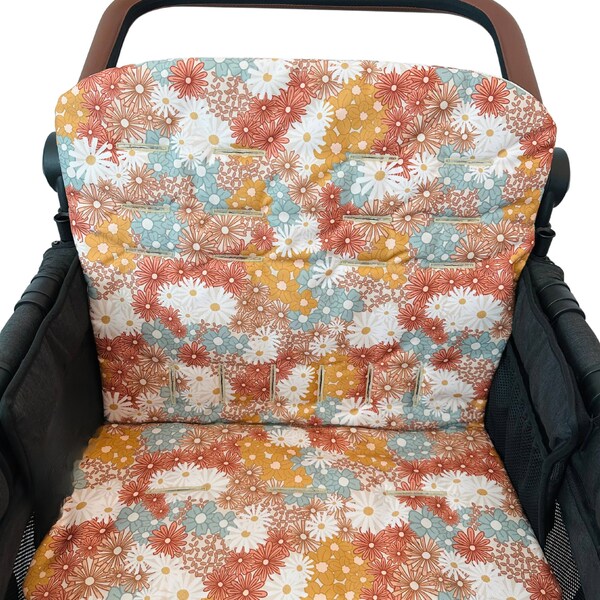 Field of Flowers Seat Covers for the Wonderfold Wagon Stroller Padded Water Resistant Reinforced Strap Holes