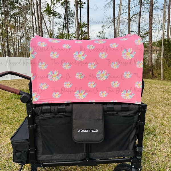 Wonderfold Wagon Pink Sunflower Full UV50+ Canopy for Wonderfold Rainbow Baby Joymor Wagon Stroller W4
