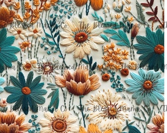 Custom Floral Teal Embroidery UV50+ Wonderfold Wagon Canopy or Seat Cover or Nap Mat W2 W4 L2 L4 Pro Elite Luxe