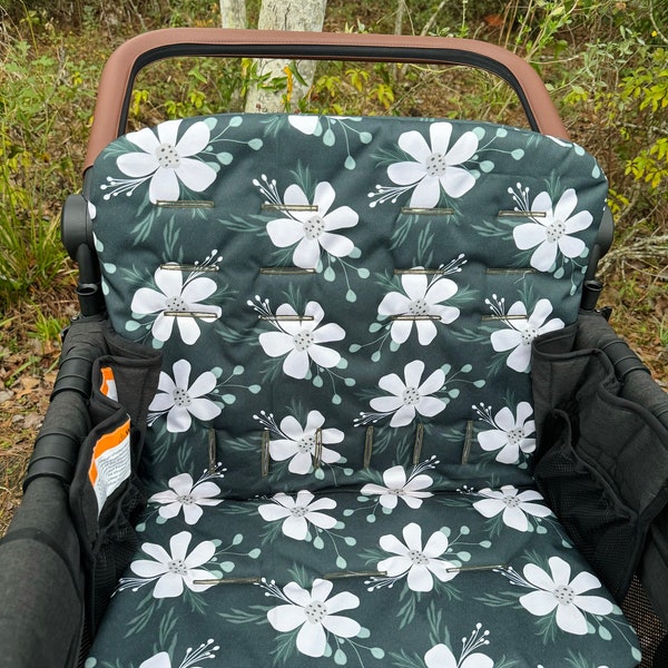 Dark Floral Seat Covers for the Wonderfold Wagon Set of TWO Stroller Padded Water Resistant Reinforced Strap Holes