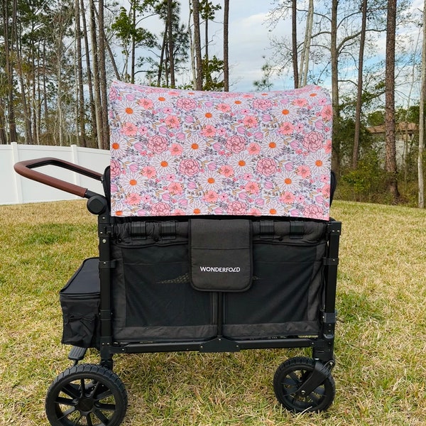 Ready to Ship Lavender Floral Full UV50+ Canopy and Seat Cover Set for the Wonderfold Wagon