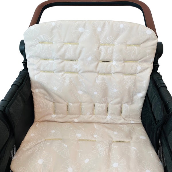 Beige Floral Seat Covers for the Wonderfold Wagon Stroller Padded Water Resistant Reinforced Strap Holes