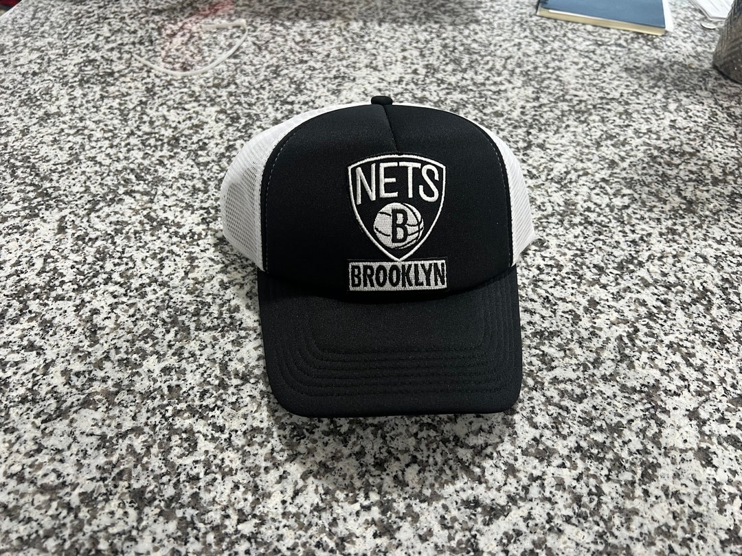 Brooklyn Nets Black/white Trucker Hat Etsy