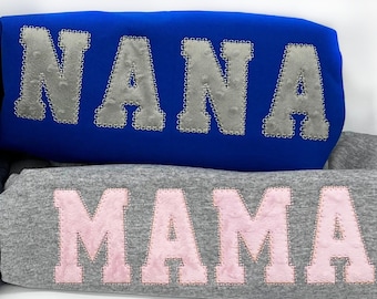 Nana Embroidered Sweatshirt Gift | Personalized Sweatshirt |  Minky Lettering Winter Apparel | Floral Nana Shirt |  Birthday Gift