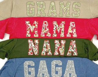 Embroidered Nana T-Shirt  | Mothers Day Gift | Spring Apparel | Floral Nana Shirt |  Mama T-Shirt | Personalized Birthday Gift