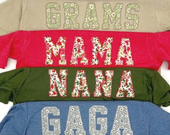 Personalized Embroidered Nana T-Shirt  | Mothers Day Gift | Summer Clothes | Floral Nana Shirt |  Mama T-Shirt | Personalized Birthday Gift