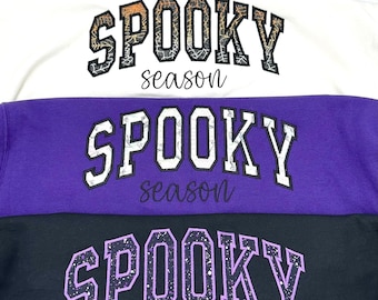 Spooky Season Halloween Embroidered Sweatshirt, Halloween Sweater, Halloween Crewneck, 2023 Halloween, Halloween Applique Sweatshirt, Ghosts