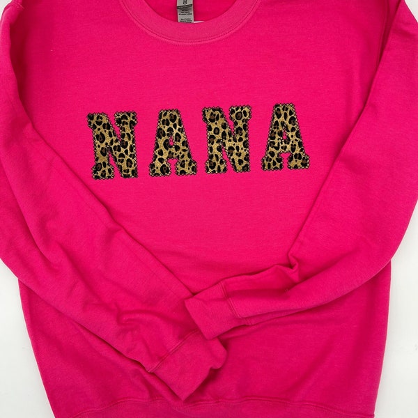 Nana Embroidered Sweatshirt Gift | Winter Apparel | Animal Print Shirt |  Birthday Gift | Gift for Grandma |  | Christmas Gift